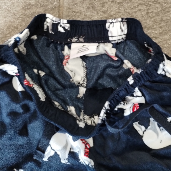 Christmas Polar Bear Print Microfleece PJ pajamas lounge Pants bottoms boy small - Picture 5 of 9